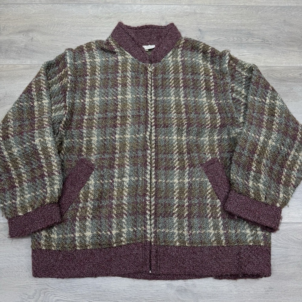 Boyne Valley Weavers Ireland Multicolor Full Zip Jacket Sz L Wool Acrylic Multic - Picture 2 of 9